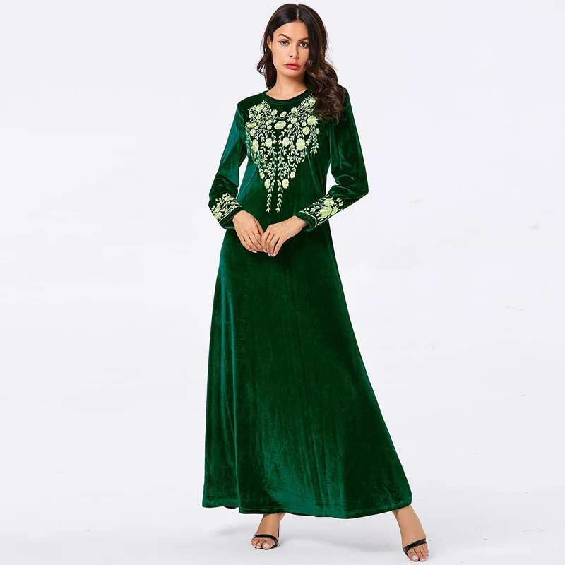 Бархатное платье абайя в арабском и турецком стиле длинное мусульманское Caftan Dubai