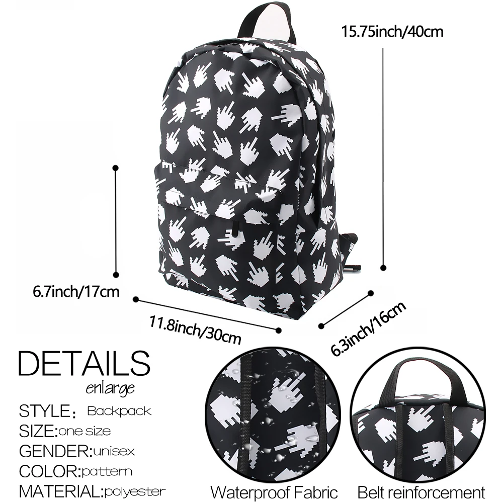 Deanfun женский рюкзак с 3D принтом ладони классические черные и белые сумки для ноутбука водонепроницаемые школьные сумки для девочек-подростков 80053