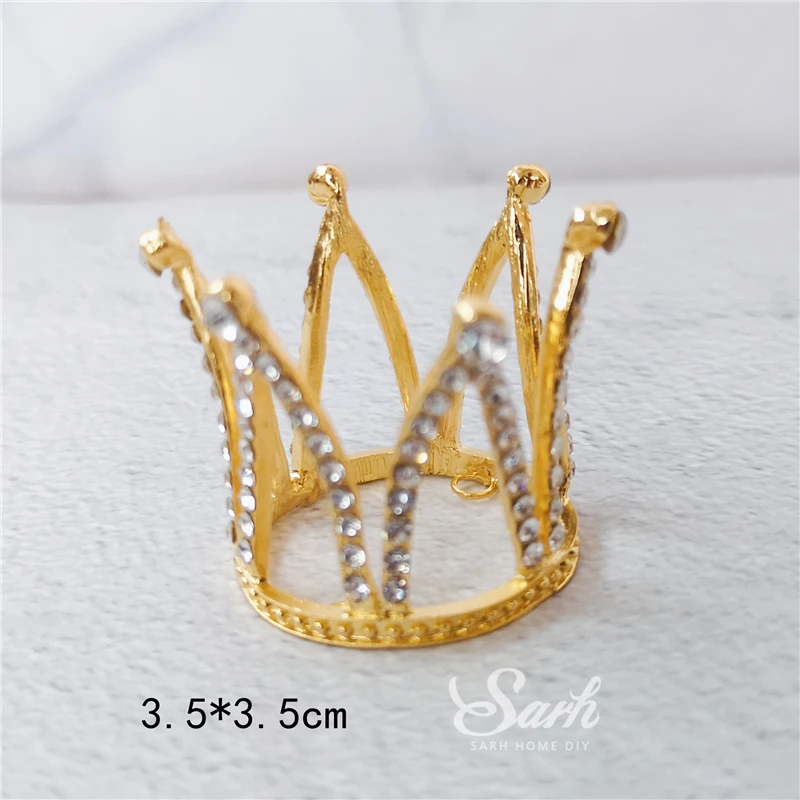 2pc mini gold crown 2 шт Благородный Золотой Серебряный бант сетка Топпер для торта «С Днем Рождения» для свадебной вечеринки украшение звезда перо кисточка выпечки подарок Любовь - Цвет: 2pc mini gold crown