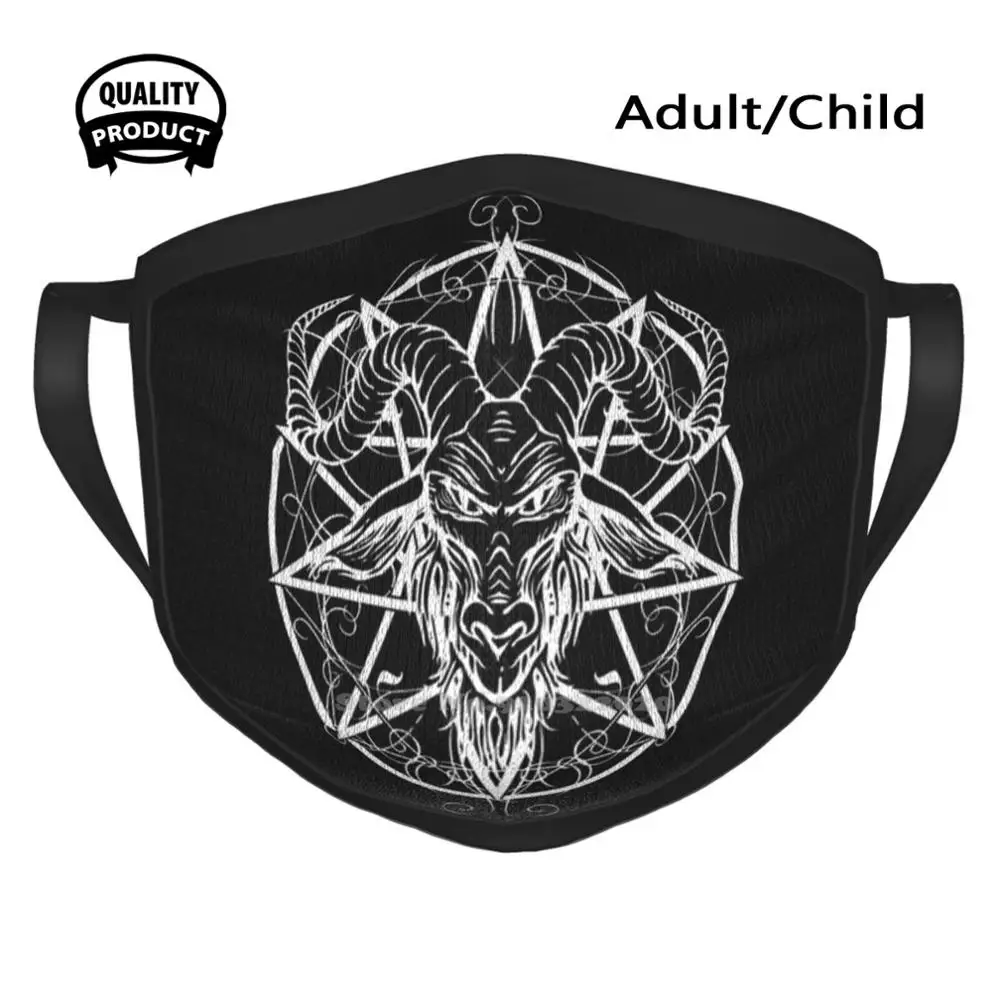 

Baphomet Goat Summer Breathable Cotton Face Masks Baphomet Devil Satan Occult 666 Demon Goat Satanic Satanist Pentagram Evil