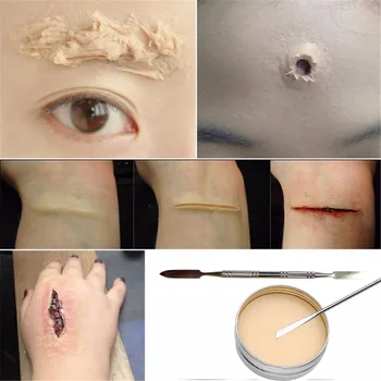 

50g Special Effects Drama Makeup Fake Wound Scars Wax with Spatula Tool Cosplay Halloween Body Art Oil Painting