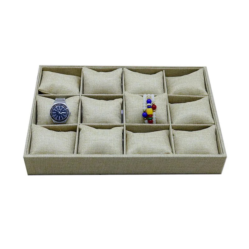 

Ice Grey Exquisite 12 Grid Pillow Disk Full Velvet Bracelet Bracelets Jewelry Tray 12-Bit Watch Display Tray