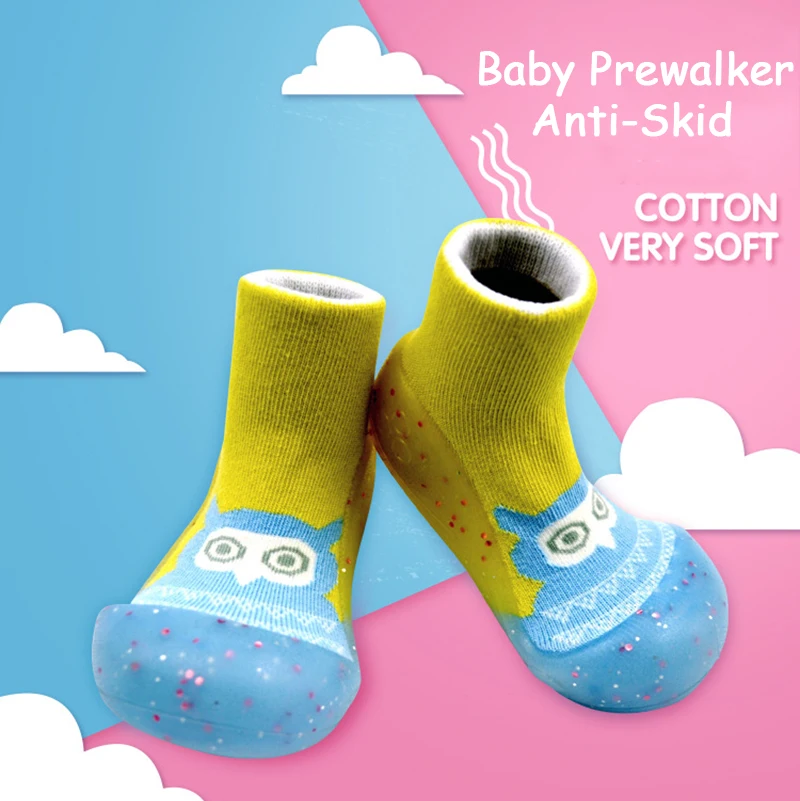 Носки для новорожденных; носки-тапочки с мягкой резиновой подошвой для первых шагов; хлопковые носки-Тапочки