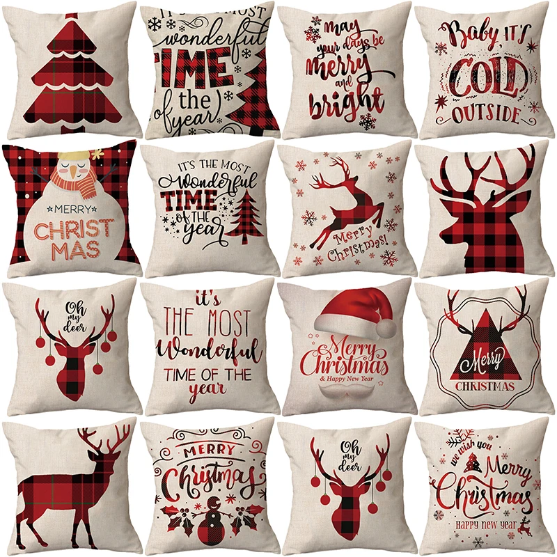 

45x45cm Christmas Cushion Cover Merry Christmas Decorations Home Christmas Ornament Navidad Noel Xmas Gifts Happy New Year 2022