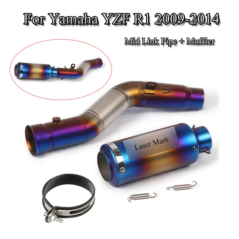 

YZF-R1 Motorcycle Full Exhaust System Pipe Mid Link Pipe Connecting Exhaust Muffler Tip Tube For Yamaha R1 2009-2014 Slip On