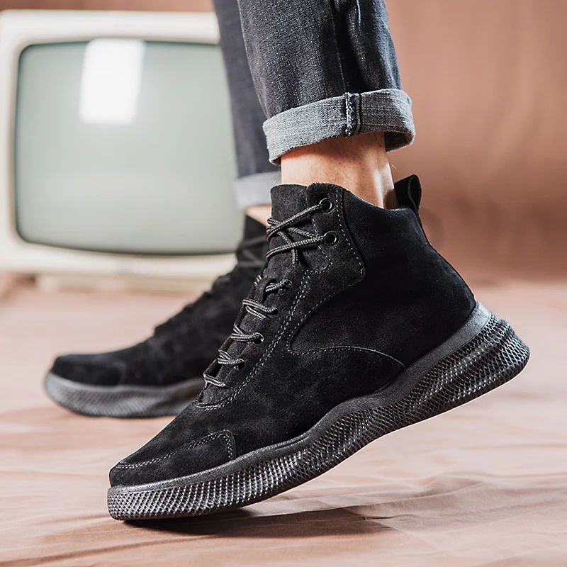 

New Mens Ankle Boots 2019 Autumn Fashion Lace Up Mens Boots Winter Male Work Shoes Snow Boots For Men Botas Size 39-44