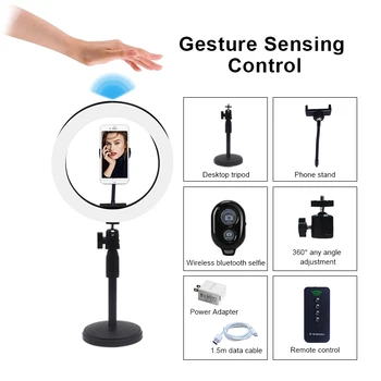 

RGB Colorful LED Selfie Ring Light Hand control Dimmable circle Ring Light For Selfie Phone Video Photography With Stand Tripod