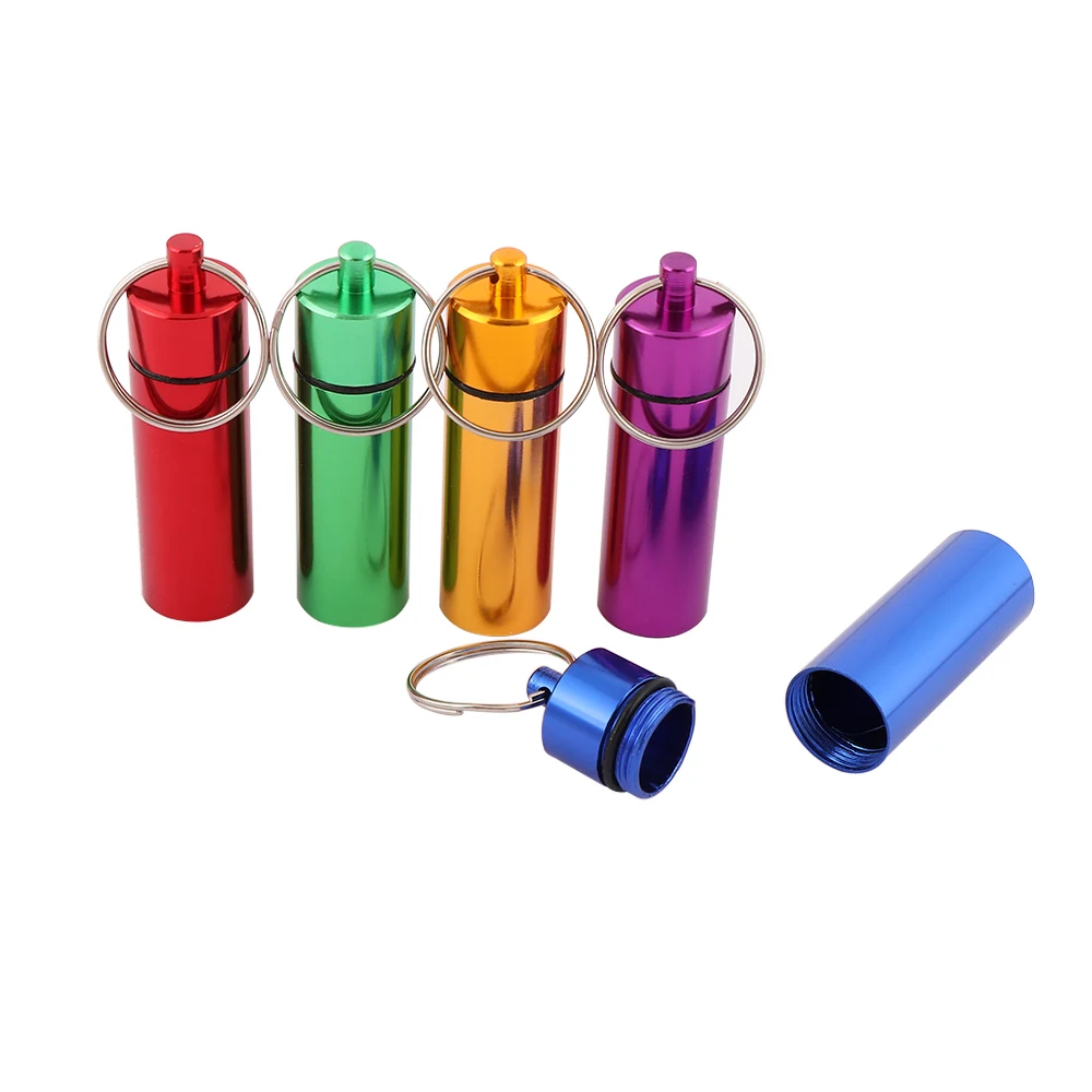

Waterproof Aluminum Pill Box Case Bottle Cache Drug Holder Container Keychain Portable Medicine Storage Box