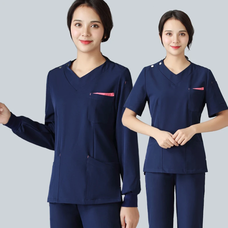 Male and female nurses long and short sleeved elastic operating clothes oral hospital cosmetic plastic surgeon work clothes