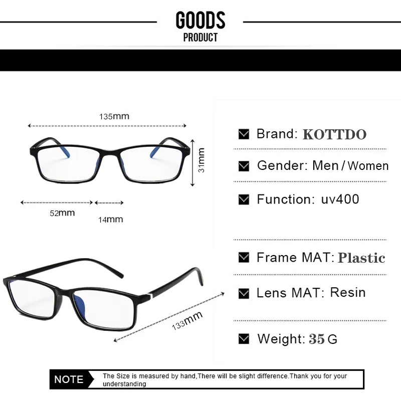 KOTTDO, классические квадратные оправы для очков для мужчин, винтажные прозрачные оправы для очков для женщин, оправы для очков по рецепту