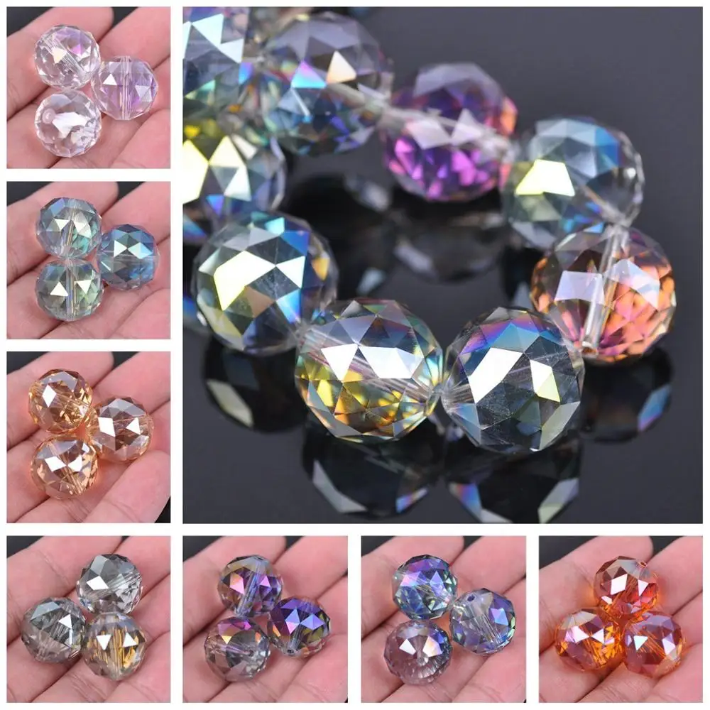 20mm Crystal Faceted Round Glass Beads - 5pcs 20mm Big Round Faceted Plated  - Aliexpress