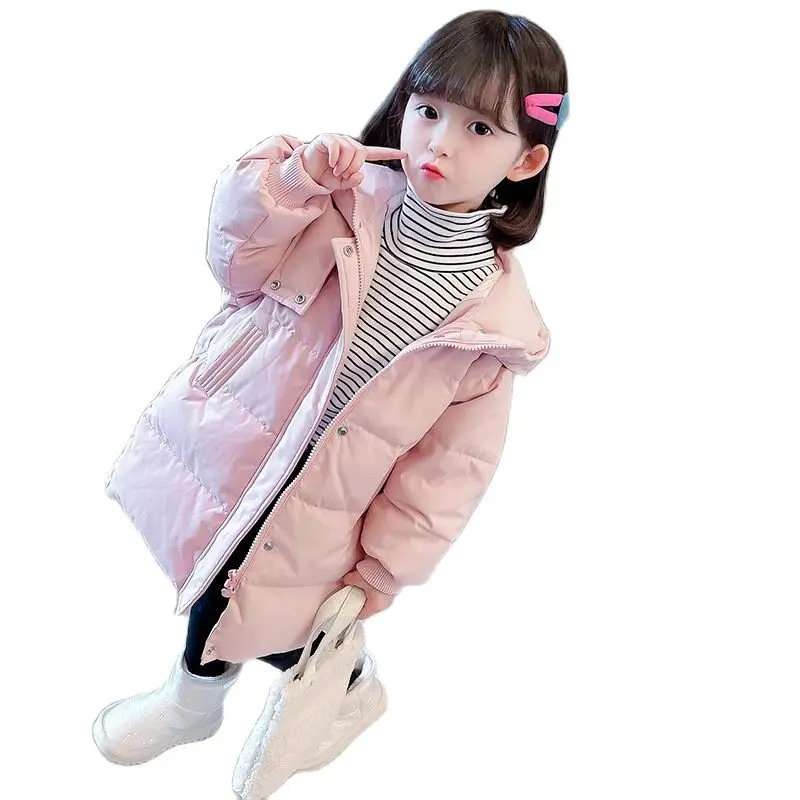 

Girls Cotton Padded Jacket Korean Winter Clothes Baby Long Warm Coat Outerwear Children's Clothing 1-6 Years