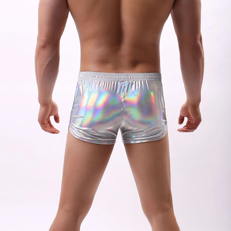 men's contemporary dance clothing Men's Shiny Boxer Shorts PU Leather Sexy Dance Boxer Jacket Fashion Wild Comfortable Underwear Shorts male pole dancing outfits