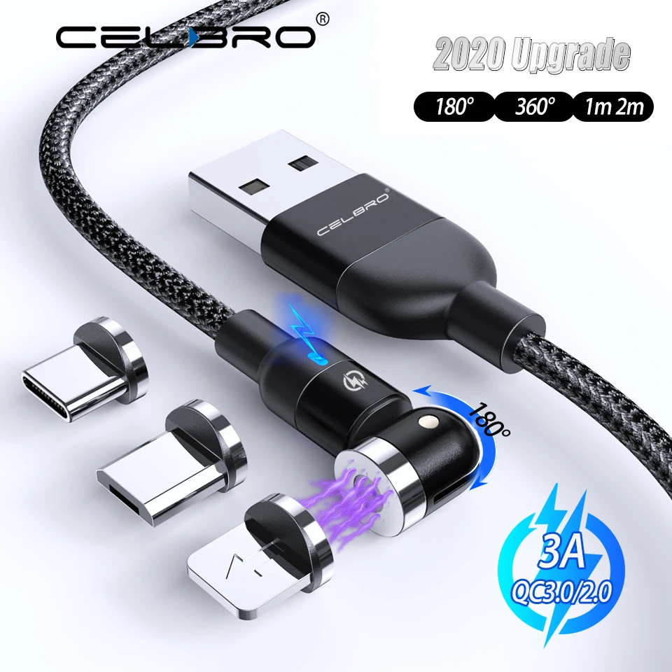 Магнитный кабель Micro Usb Тип C 2 метра длинный для быстрой зарядки Samsung S21 Ultra Xiaomi MI 11 A3