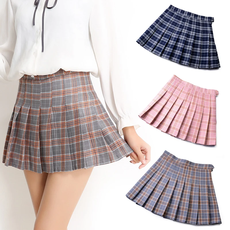 Женская шикарная Студенческая юбка-плиссе с высокой талией, Femme Kawaii, Милая Мини-юбка для девочек, Harajuku, клетчатые юбки, Униформа, консервативный стиль