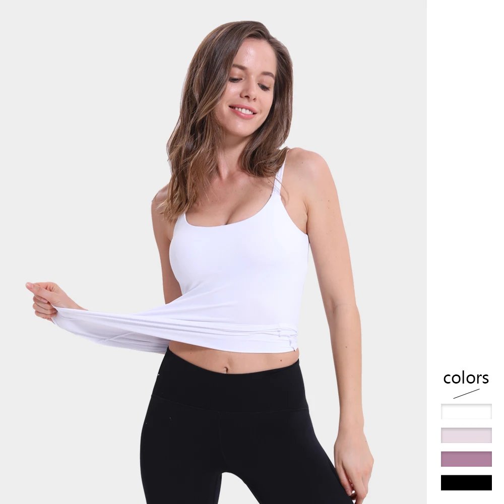 

Womens Solid Color Tank Tops with Padding Mujer Backless Mesh Vest Breathable Casual Camisole For Fitness Gymnastics Sports
