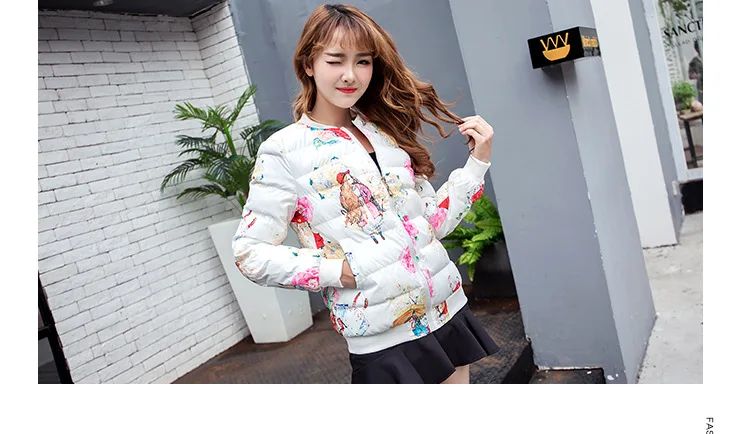 Autumn And Winter New Style Printed Small Cotton-Padded Jacket-Style Cotton-padded Clothes Short Jacket Women's Versatile S