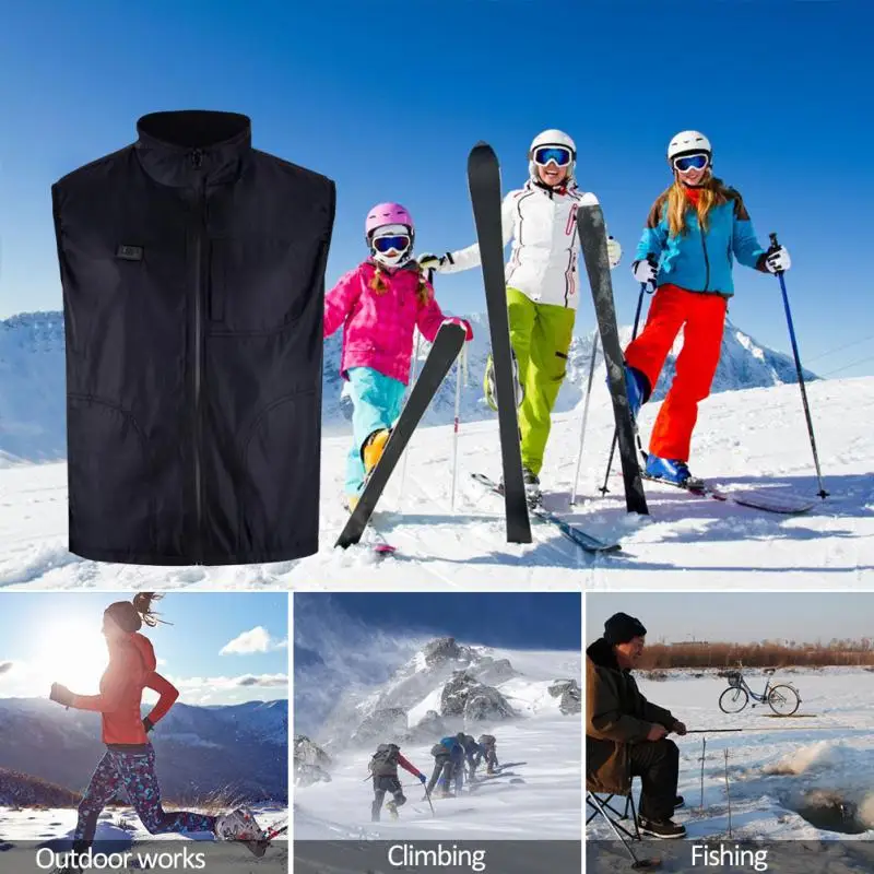 

Heating Vest Electric Thermal Waistcoat Clothing Temperature Adjustable Sleeveless Jacket For Women Men Winter Fishing Cycling