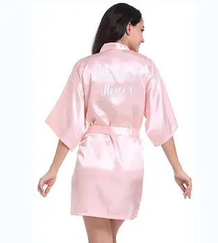 

dark blush pink bride satin robe women pajamas rose gold white writing wedding bridesmaid gift sister in law team bride robes