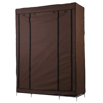 

Large DIY Canvas Bedroom Wardrobe Clothes Closet With Hanging Rail Shelving Clothes Organizer Portable Storage Cabinet Furniture