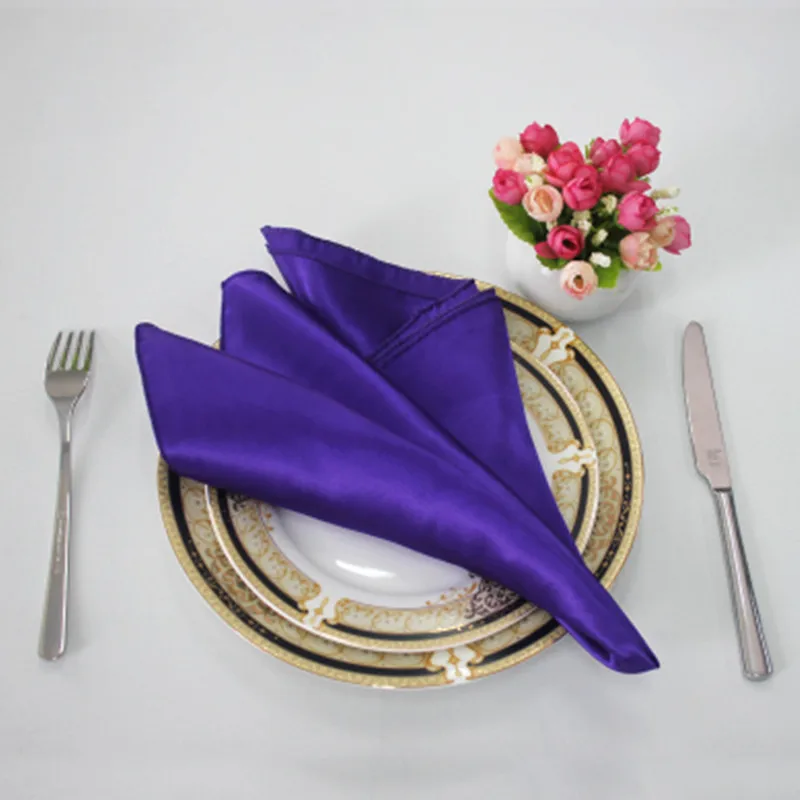 50pcs 30*30cm Satin Napkins Banquet Table Dinner Cloths Pocket Handkerchiefs For Home Party Event Wedding Table Decoration