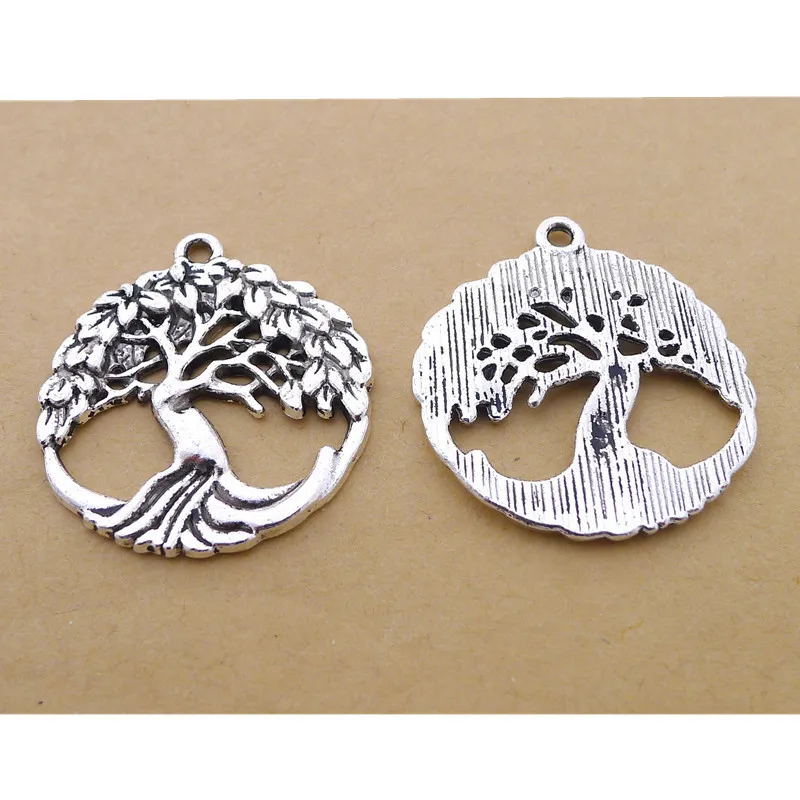 

30Pcs/lot Antique Silver Round Tree Charms 30x33MM Tree Charms Jewelry Accessories