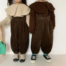 Г. Новые вельветовые комбинезоны для девочек и мальчиков осенние модные длинные штаны для детей от 1 до 6 лет, PQ245