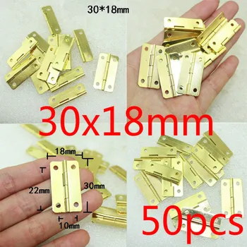 

50PCS Antique Golden 4 Holes Cabinet Wooden Wine Box Door Hinges 30x18mm