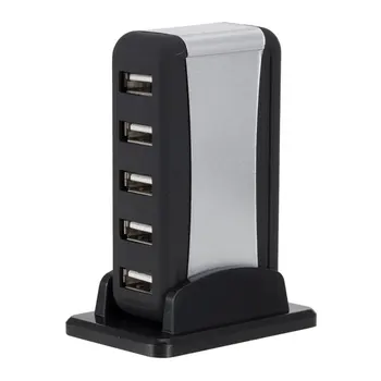 

7 Ports High Speed USB 2.0 HUB with Power Adapter Portable USB Hub Splitter with Base for PC Laptop Computer