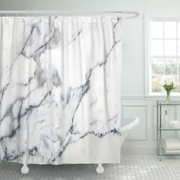 

Gray White Marble Floor Stone Interior Light Paint Shower Curtain Waterproof Polyester Fabric 72 x 72 inches Set with Hooks