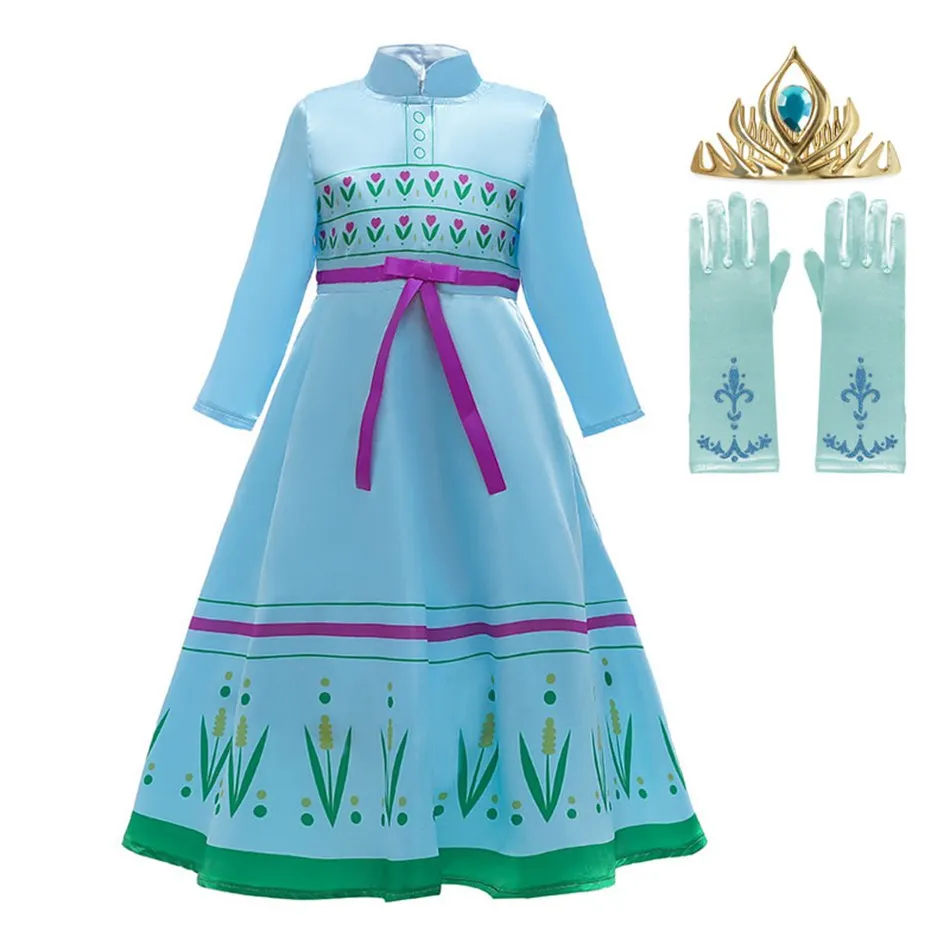 VOGUEON Girls New Anna Elsa 2 Nightdress Long Sleeve Snow Queen Halloween Dress Up Princess Costume Carnival Party Nightgown | Детская