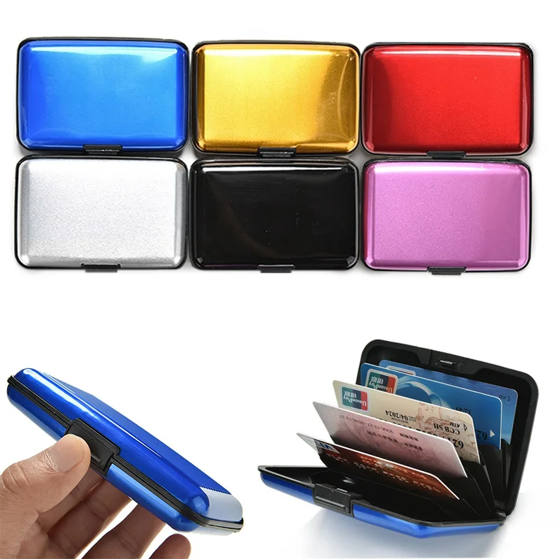 

Aluminum Metal Bankcard Blocking Hard Case Wallet Credit Card Anti-RFID Scanning Protect Holder Carteira Feminina Masculina