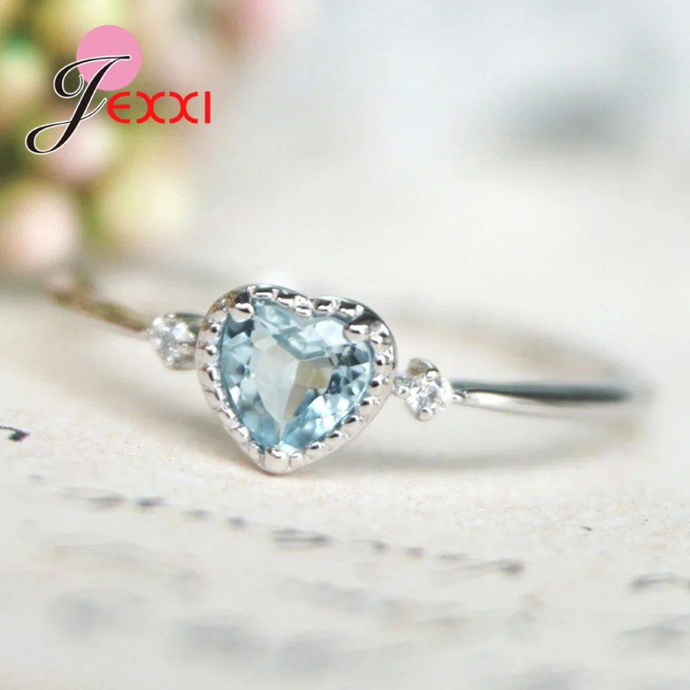 Модные 925 пробы серебряные блестящие хрустальные свадебные кольца в форме сердца женские циркониевые обручальные кольца Гламурные ювелирные изделия