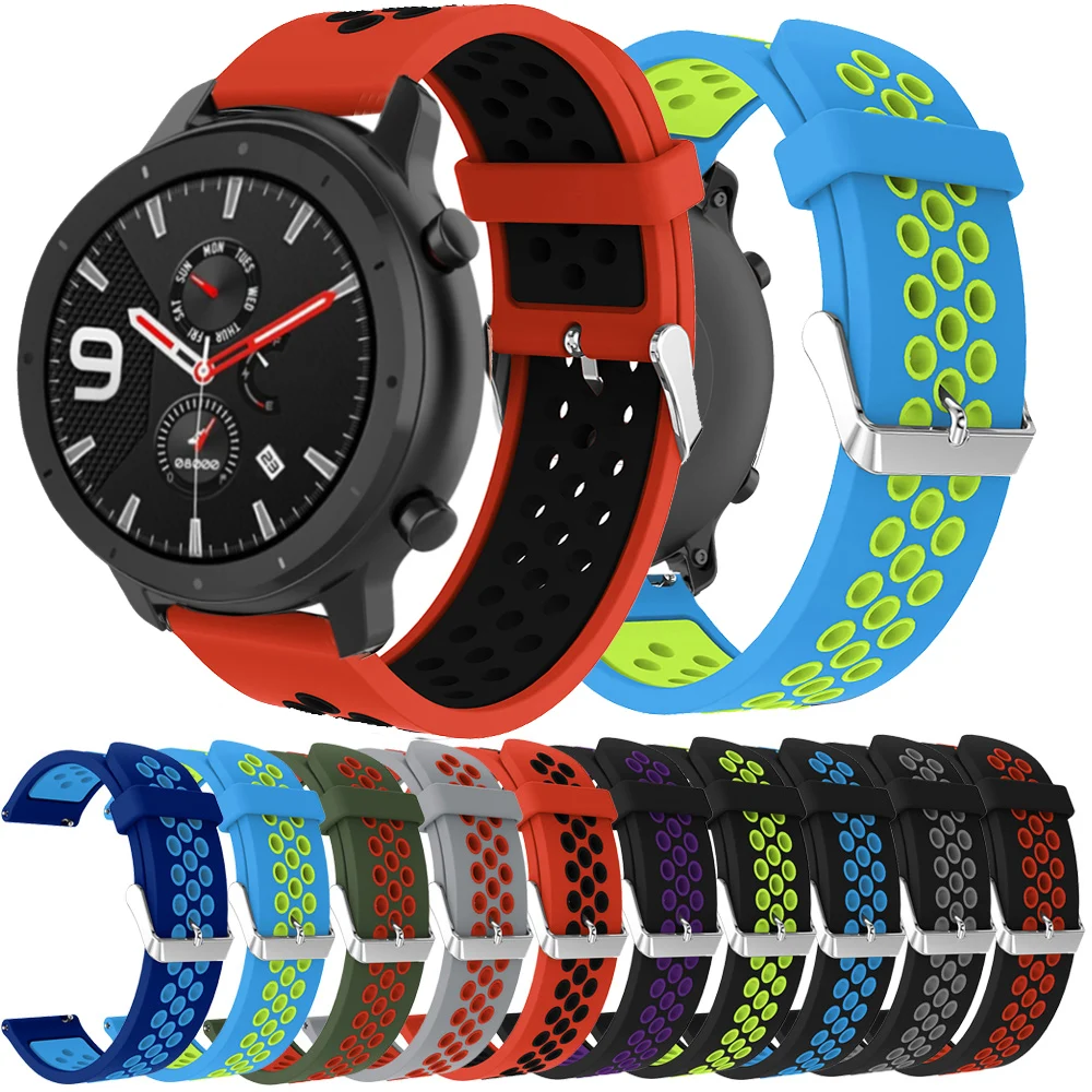 Силиконовый спортивный ремешок для Amazfit gts gtr 47 мм для Huami Amazfit ремешок Bip stratos pace для Garmin Forerunner 645 Vivoactive 3