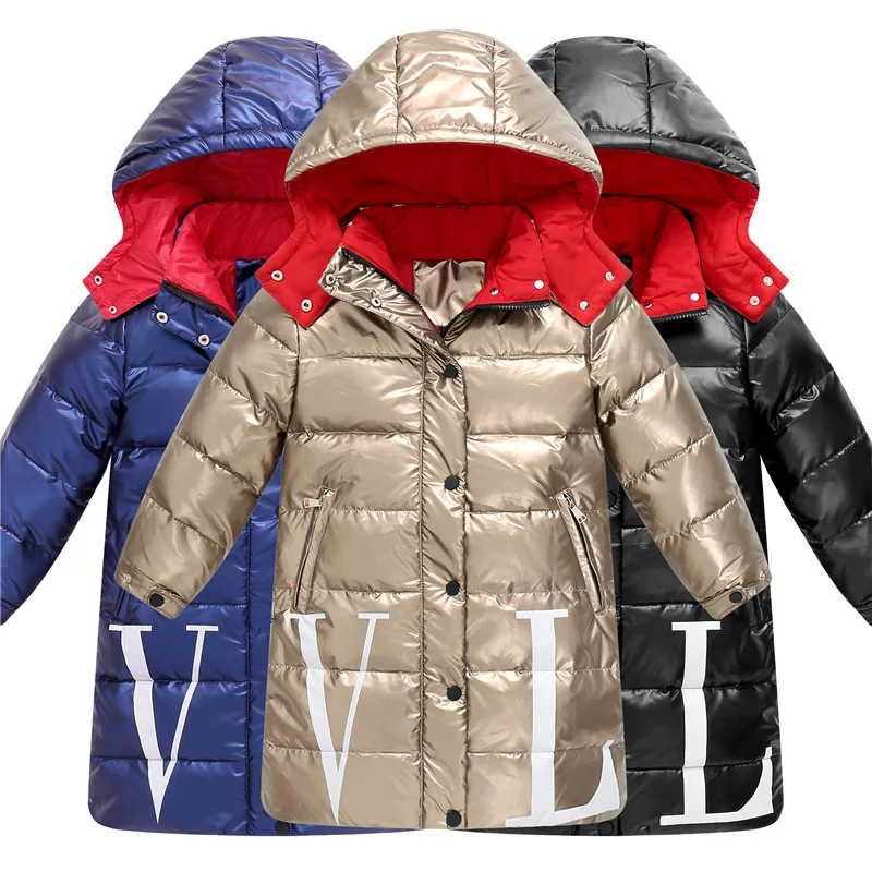 

2019 Children Winter Warm White duck down jackets Girls clothing waterproof Clothes Hooded long -30 degrees Coats For Kids parka