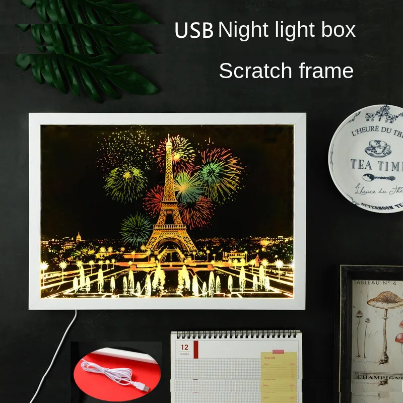 Творческий USB светильник коробка scraptch картинной рамы набор сделай сам для