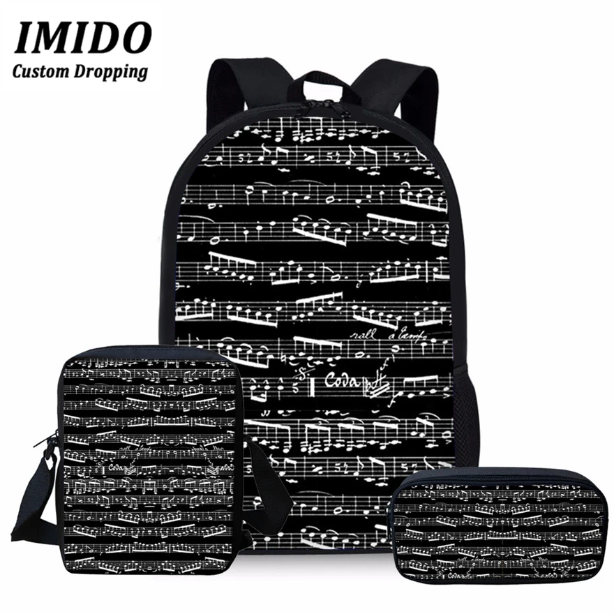 

IMIDO New Music Note Girls Primary School Bag Teenager Book Bags Children Shoulder Bagpack Piano Printing School Bags for Kids