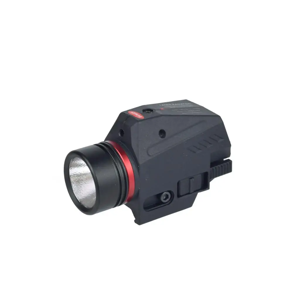 Tactical LED Flashlight Green / Red Laser Sight For 20mm Rail Mini Glock Pistol Gun Light lanterna Airsoft Light-5