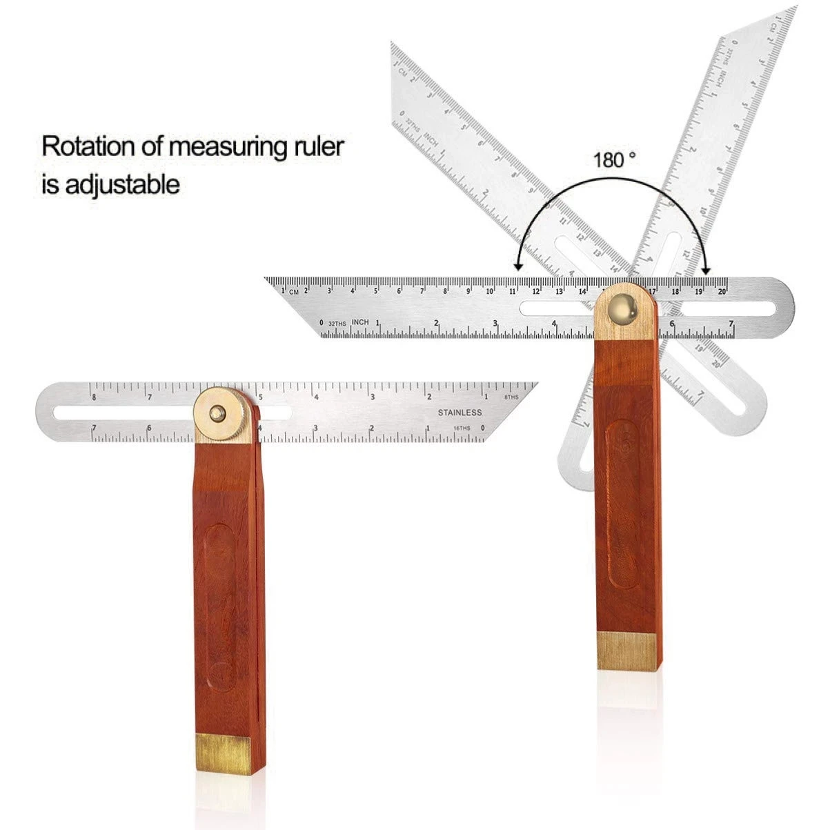 Angle Rulers Gauges Tri Square Sliding T-Bevel With Wooden Handle Level Measuring Tool Wooden Marking Gauge