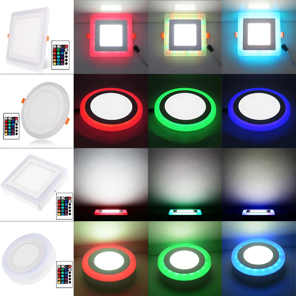 Светодиодный светильник RGB с круглой квадратной затемняемой поверхностью