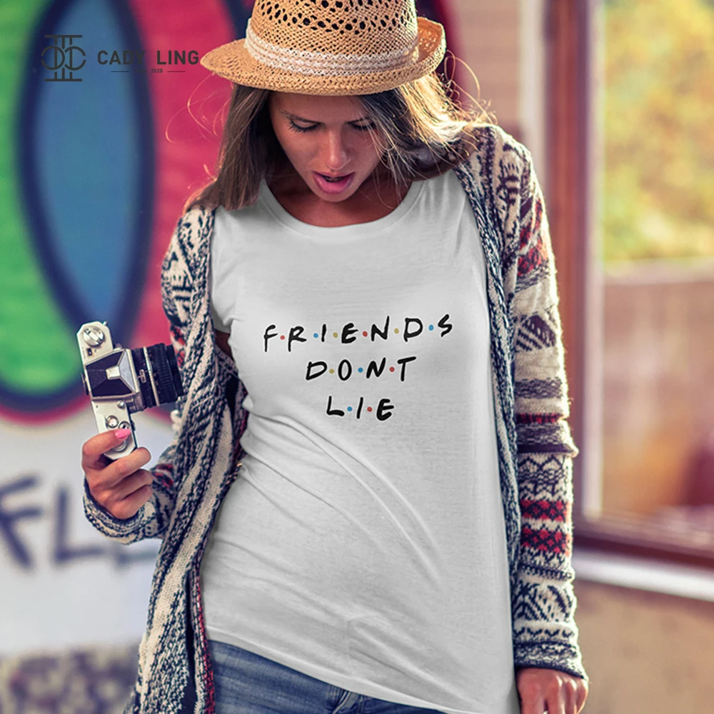 Забавная футболка для женщин странные вещи женская с надписью Friend Don't Lie летние