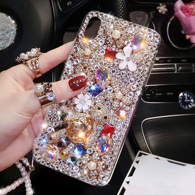 

Rhinestone Case Bear Diamond Bling Cover coque for Xiaomi Redmi Note 8 Pro 7A 7 GO Note 6 5 Plus 5A Mi CC9E A3 Lite 8SE Cases