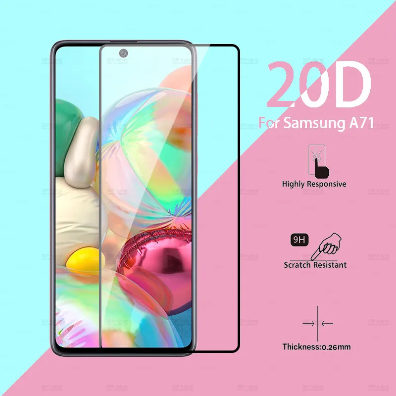 20D Full Cover Tempered Glass For Samsung Galaxy A71 Screen Protector Protective Film A70 A70s 6.7'' | Мобильные телефоны и