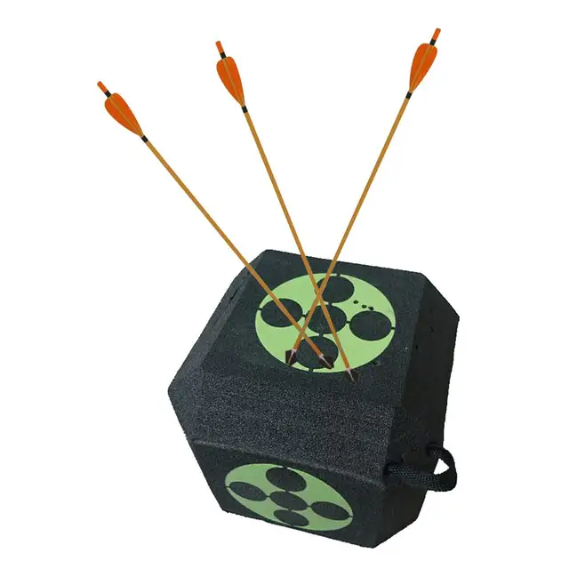 Jungles 6-Sided Arrow Archery Target 3D Dice Cube Foam Target with Handle Large Foam Layered Target with Polyfusion Technology Self-Healing EXPE Target
