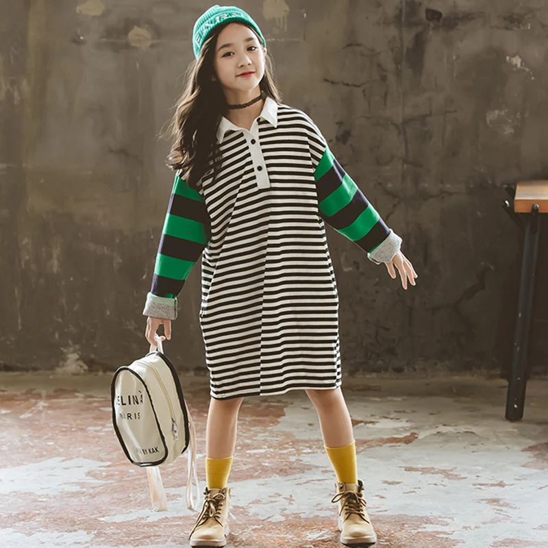 Повседневное платье для девочек-подростков платье с длинными рукавами для маленьких девочек свободный детский пуловер рождественское платье для больших девочек подарок 8 14