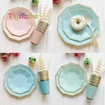 

New Candy Color Theme Cartoon Plate Tablecloth Baby Shower Birthday Party Decoration Supplies Cup Plate Disposable Tableware Set