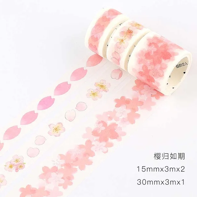 3 pcs/pack Cherry Sakura Bullet Journal Washi Tape Set DIY Scrapbooking Sticker Label Masking Tape School Office Supply - Цвет: Цвет: желтый