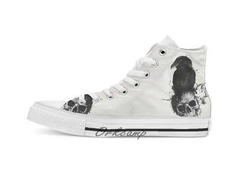 

Raven and Skull Custom Casual High Top lace-up Canvas shoes sneakers Drop shipping