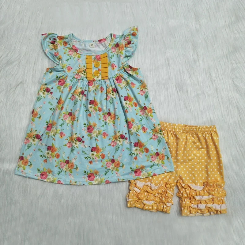 2019 Dropshipping Infant Baby Girls Clothes Sets Cute 2PCS Flower Printed Tops And Shorts Clothing Outfits | Детская одежда и
