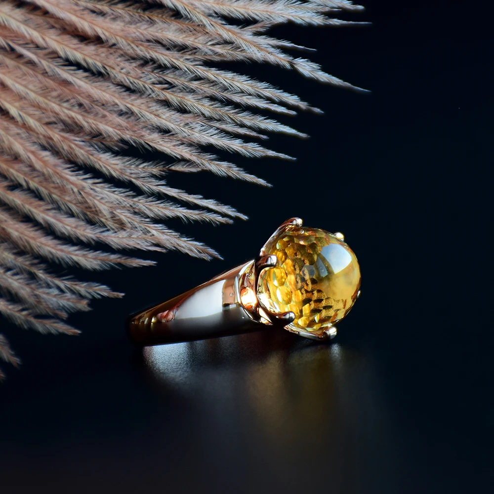 Queen Ball Champagne Crystal Rings Jewelry Rose Stone Large Stock Drop Ship Jewelry Women's Ring